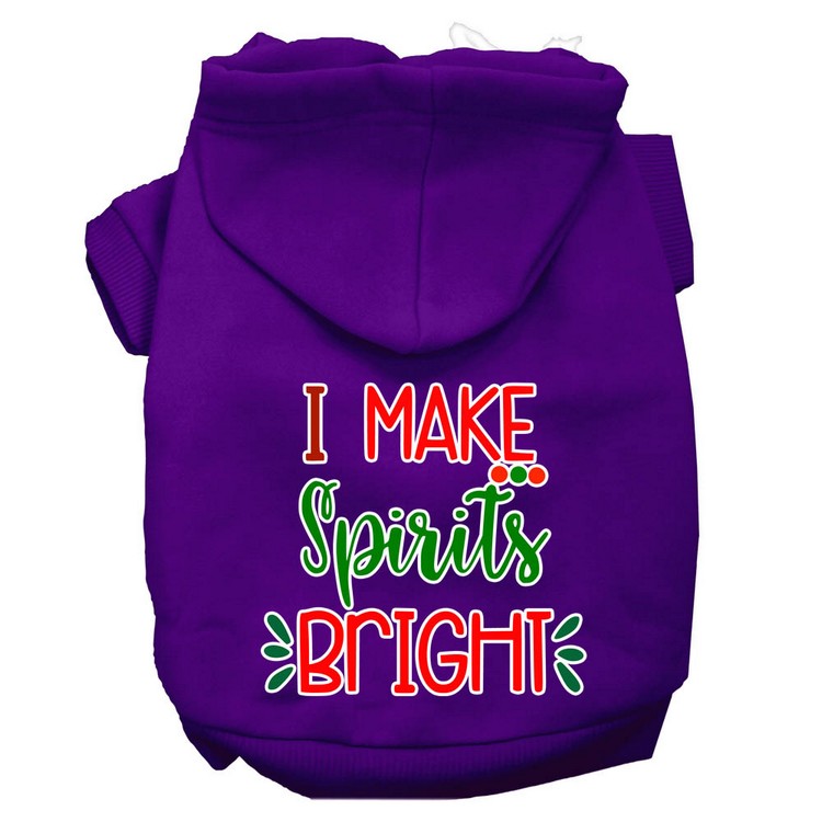 I Make Spirits Bright Screen Print Dog Hoodie Purple XS